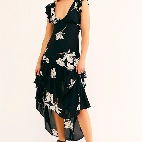 Free People | Dresses | Free People Shes A Waterfall Maxi Black Combo |  Poshmark